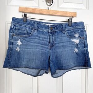 Abercrombie and Fitch Perfect Stretch Womens 8 / 29 Raw Hem Jean Shorts Denim